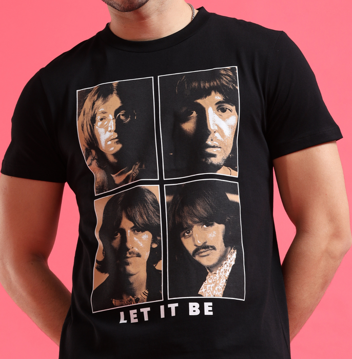 Beatles 1676 Black Mens T Shirt