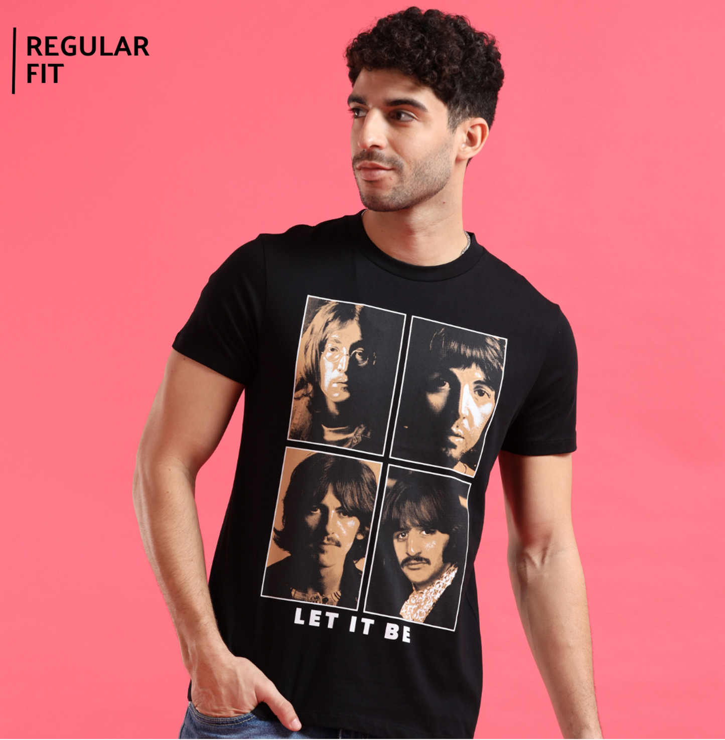 Beatles 1676 Black Mens T Shirt - www.entertainmentstore.in