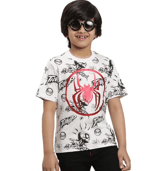 Spiderman 0079 Off White Kids Boys T Shirt - www.entertainmentstore.in