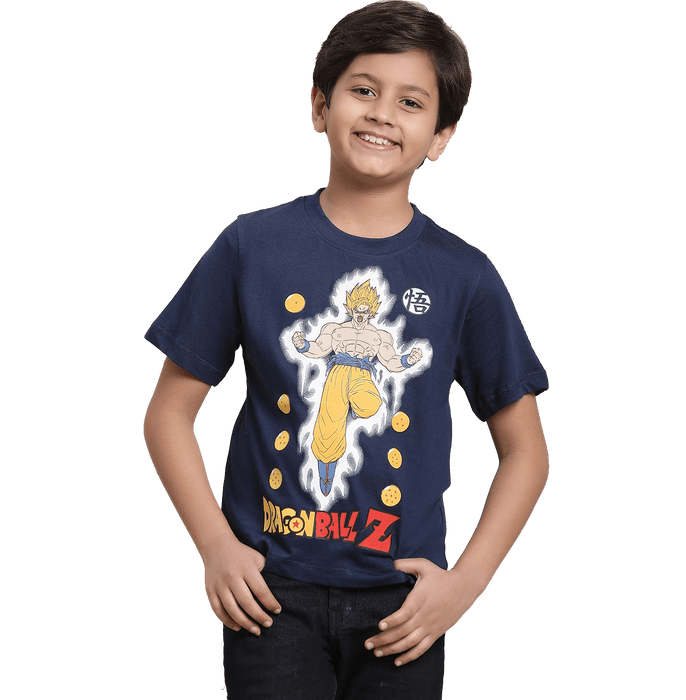 Dragon Ball Z 0748 Navy Peony  Kids Boys T Shirt - www.entertainmentstore.in
