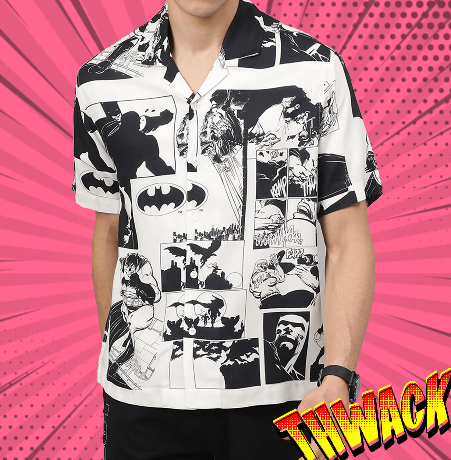 Batman 1522 Black White Mens Shirt - www.entertainmentstore.in