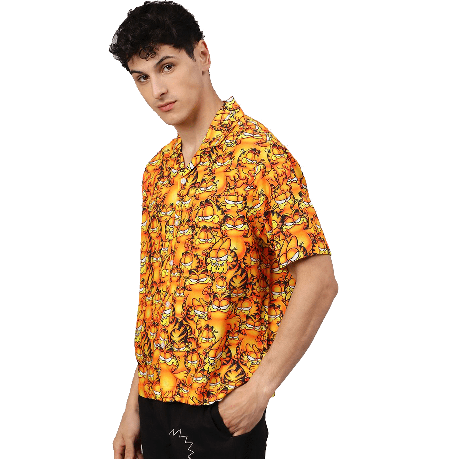 Garfield 1558 Orange Mens Shirt - www.entertainmentstore.in