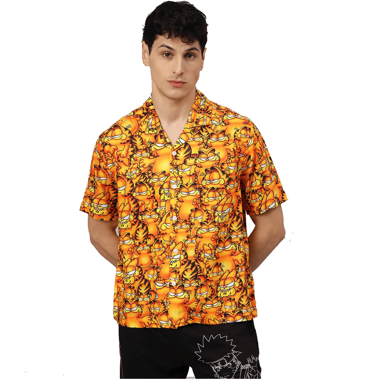 Garfield 1558 Orange Mens Shirt - www.entertainmentstore.in