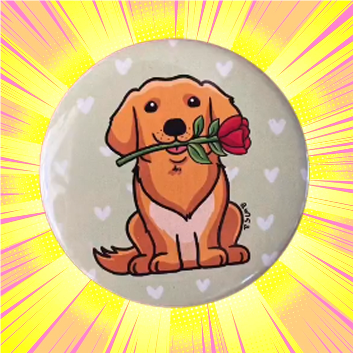 Dog With Rose Badge Magnet - www.entertainmentstore.in