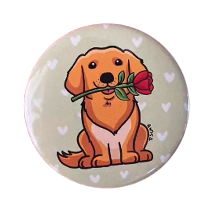 Dog With Rose Badge Magnet - www.entertainmentstore.in