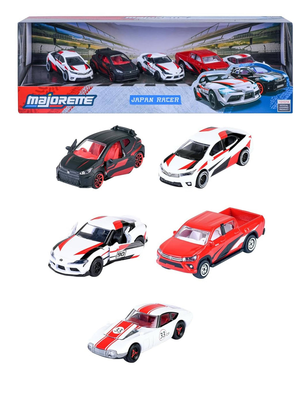 Majorette Japan Racer 5-Car Set - Diecast Metal Toy Cars