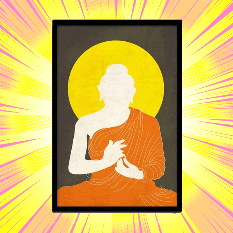 Buddha Orange Drape Silhouette Framed Poster - www.entertainmentstore.in