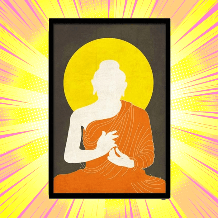 Buddha Orange Drape Silhouette Framed Poster - www.entertainmentstore.in