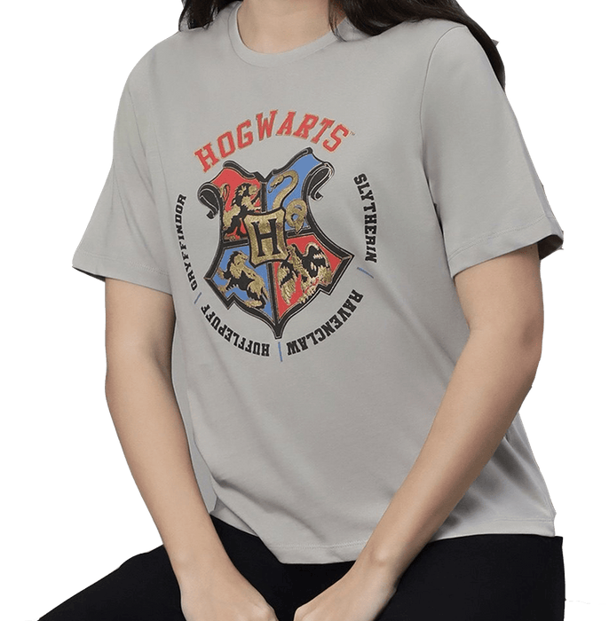 Harry Potter 991 Light Grey Women T Shirt - www.entertainmentstore.in