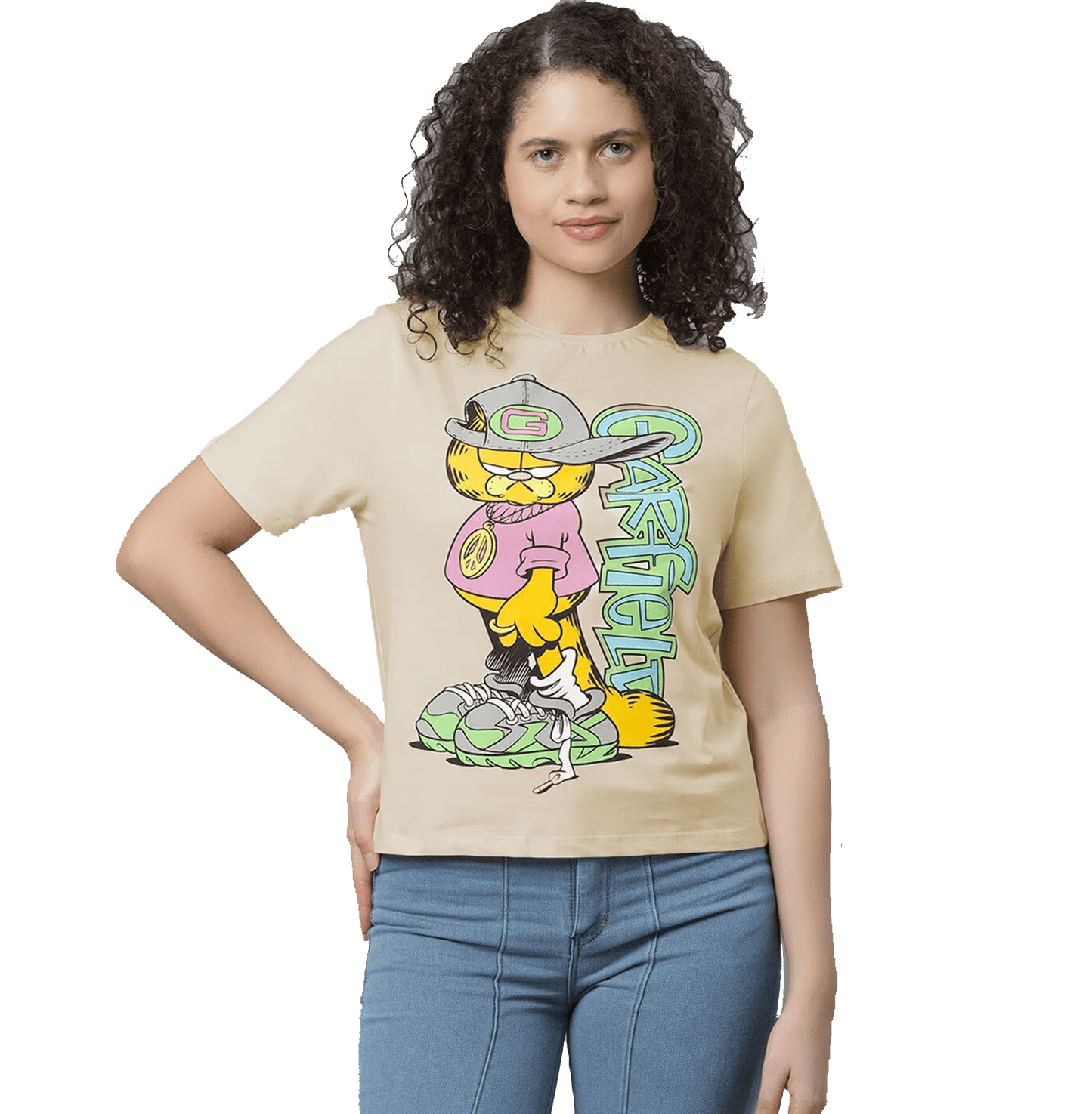 Garfield 1026 Pearl Ivory Women T Shirt - www.entertainmentstore.in