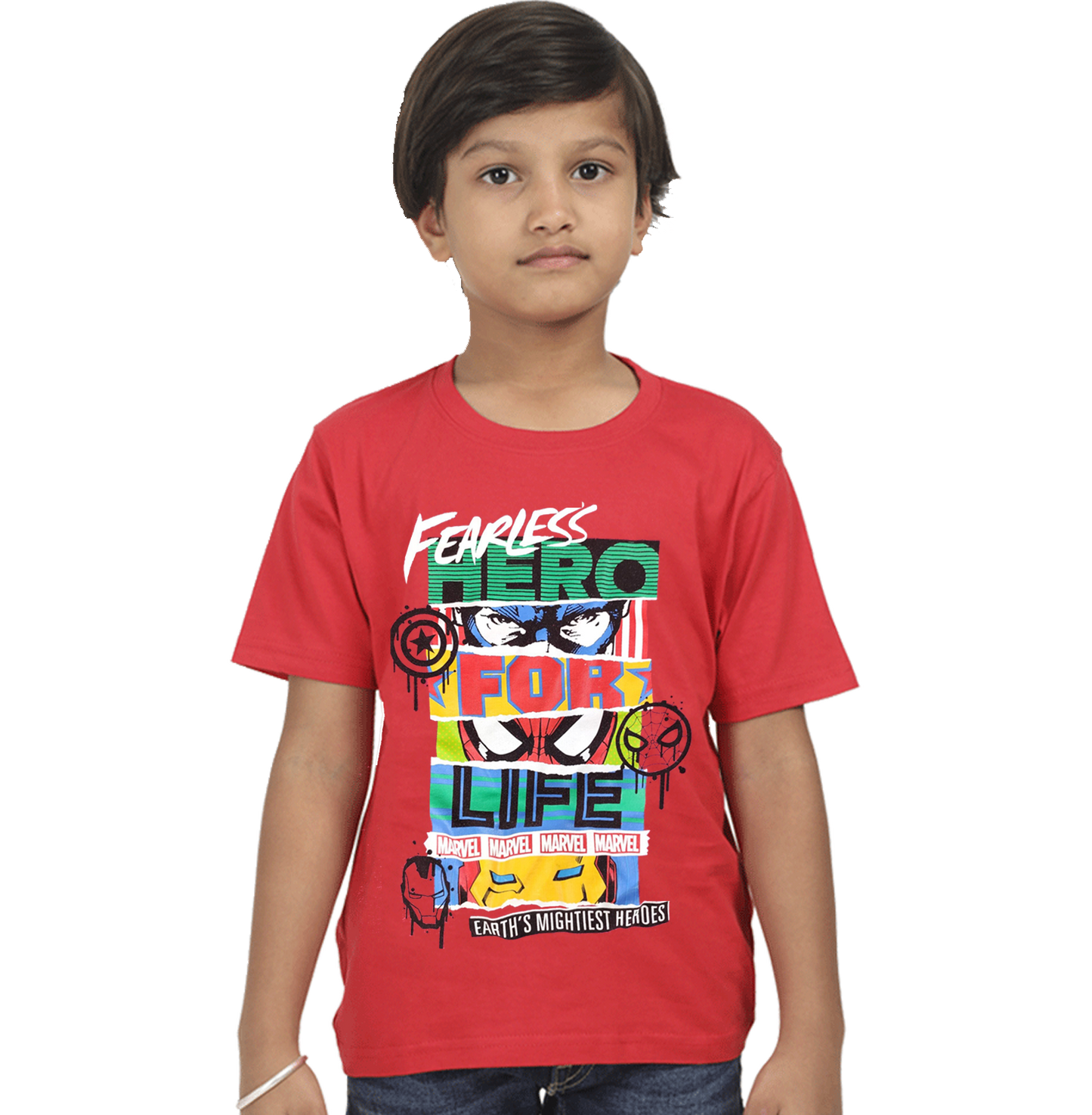 Avengers Fearless Heroes Red kids T Shirts - www.entertainmentstore.in