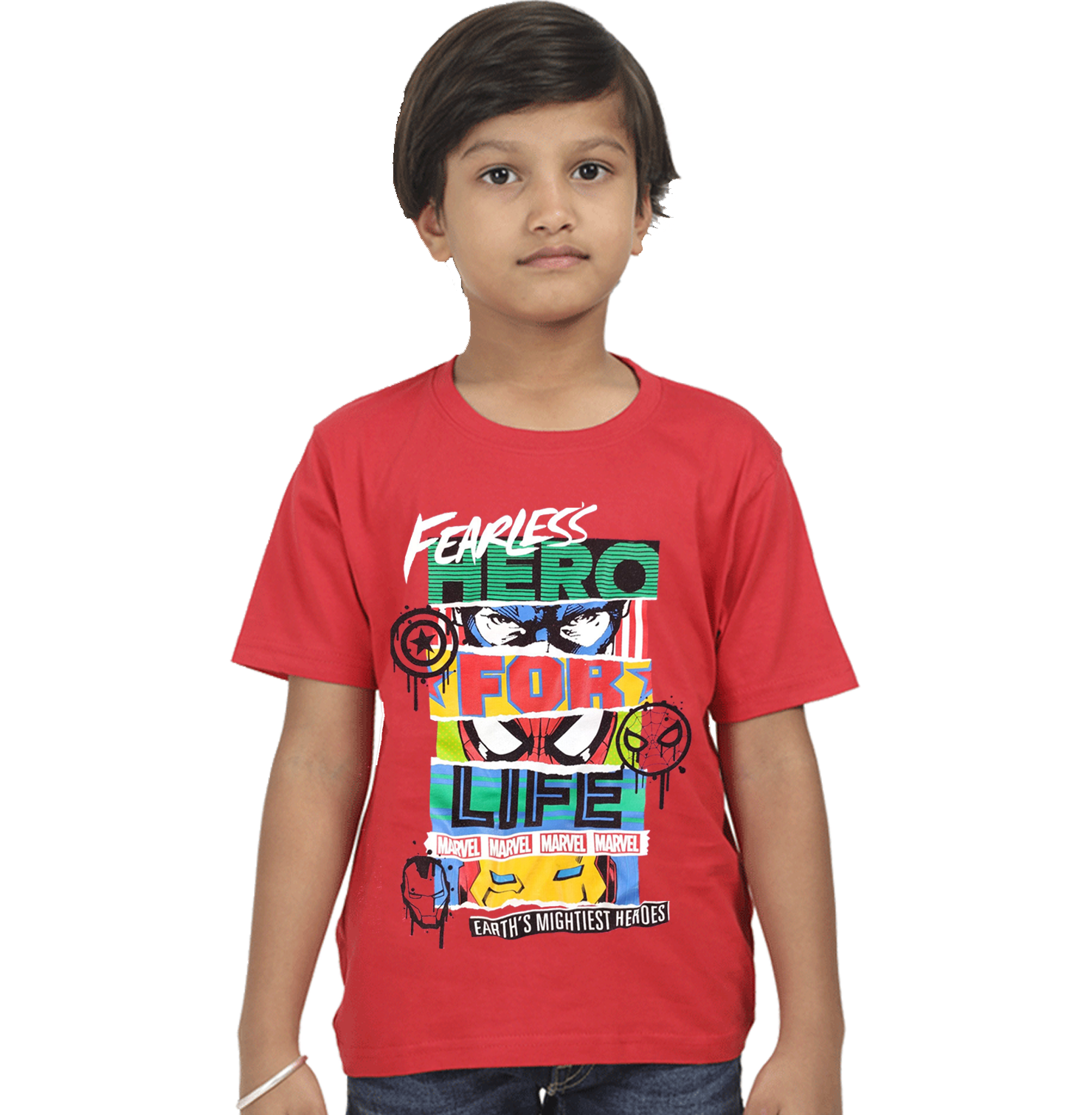 Avengers Fearless Heroes Red kids T Shirts - www.entertainmentstore.in