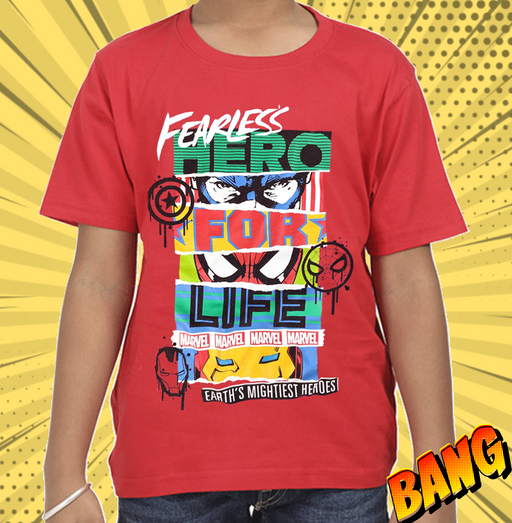 Avengers Fearless Heroes Red kids T Shirts - www.entertainmentstore.in