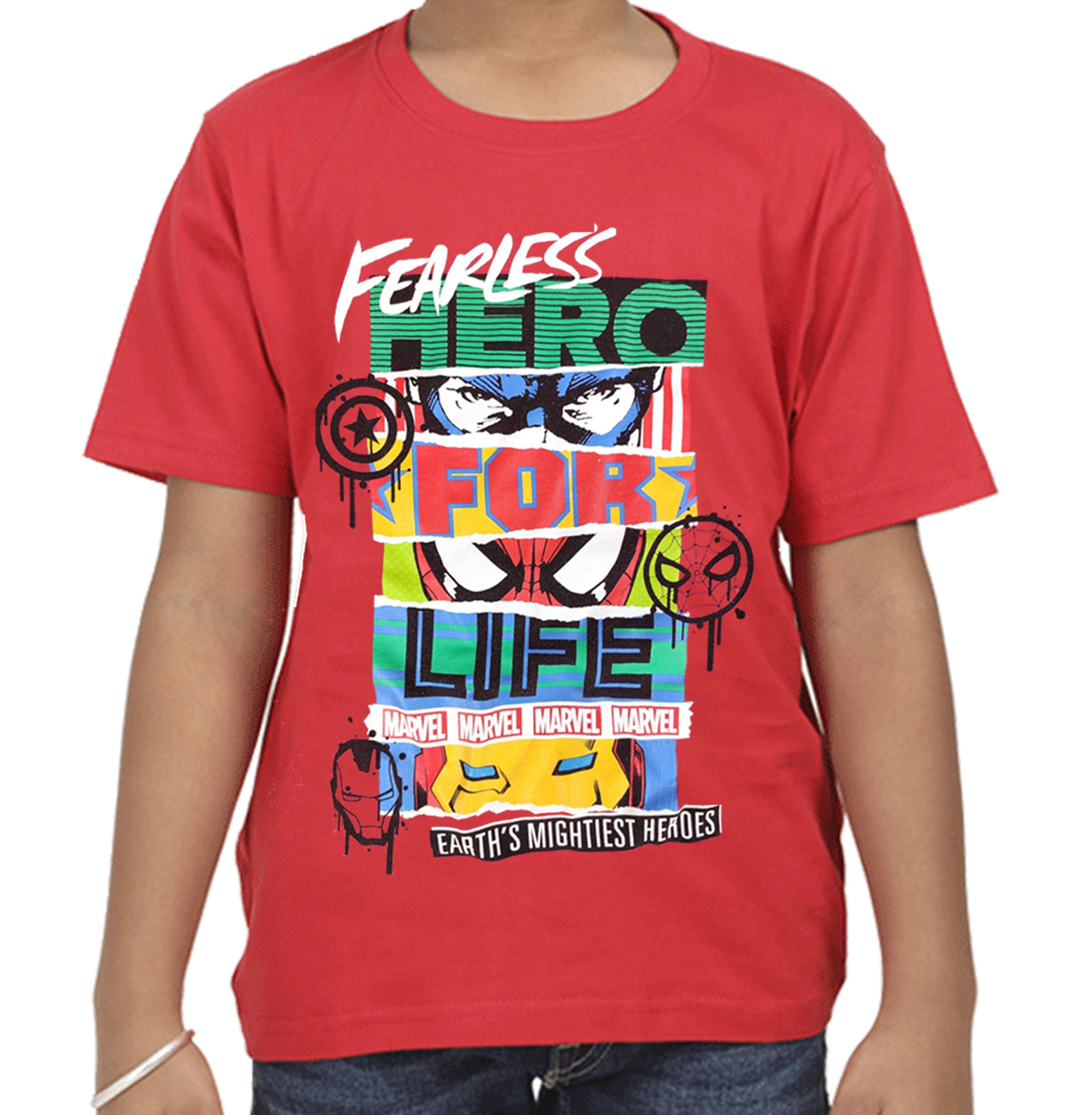 Avengers Fearless Heroes Red kids T Shirts - www.entertainmentstore.in