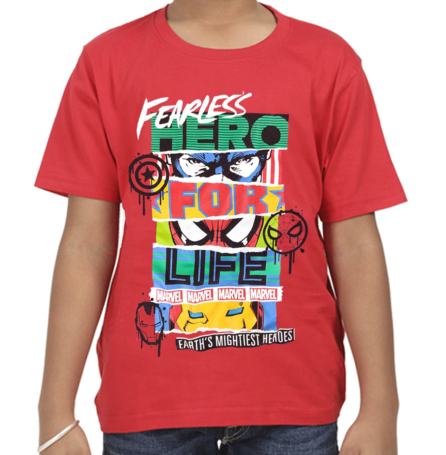 Avengers Fearless Heroes Red kids T Shirts - www.entertainmentstore.in