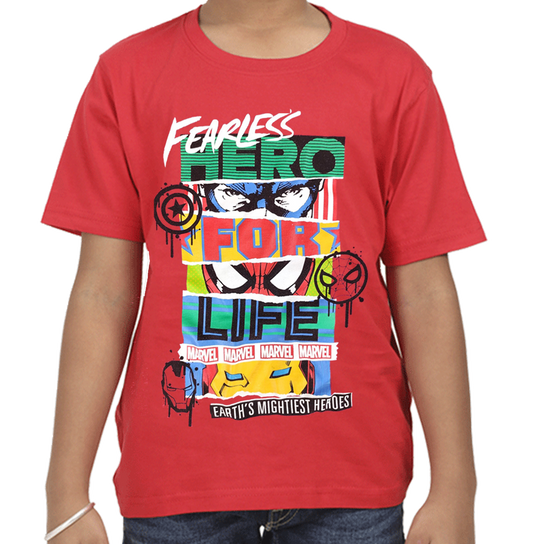 Avengers Fearless Heroes Red kids T Shirts - www.entertainmentstore.in