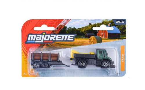Majorette Metal Farm Tractor & Trailer Set - Green/Black
