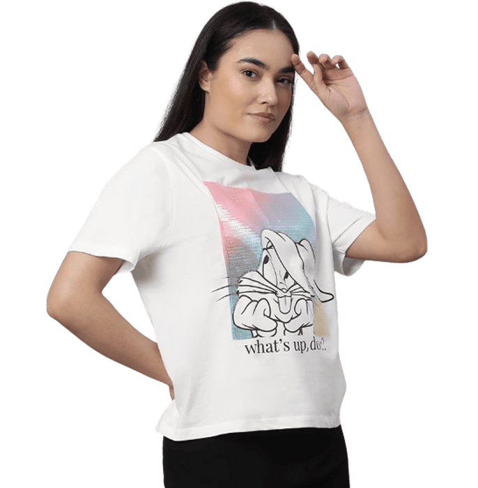 Looney Tunes 1025 White Women T Shirt - www.entertainmentstore.in