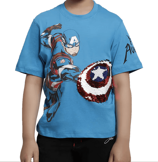 Captain America 955 Dresden Blue Kids Boys T Shirt - www.entertainmentstore.in