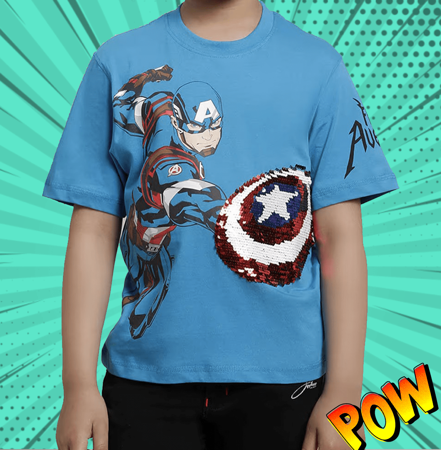 Captain America 955 Dresden Blue Kids Boys T Shirt - www.entertainmentstore.in