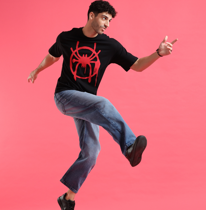 Spiderman 0006 Black Oversize T Shirt - www.entertainmentstore.in