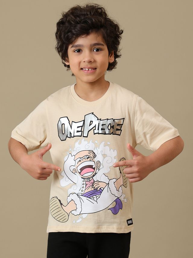 One Piece Luffy  Classic Beige Kids T Shirt