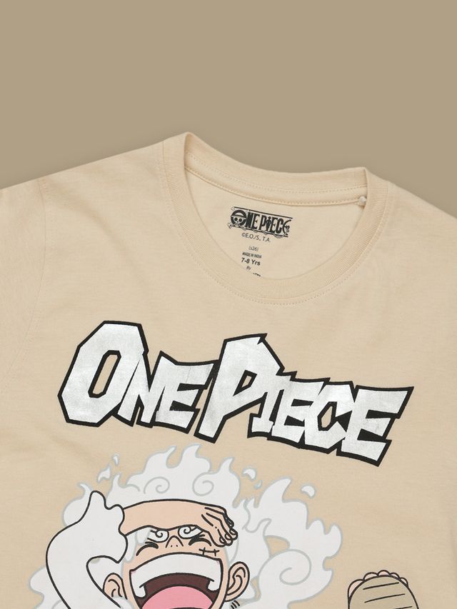 One Piece Luffy  Classic Beige Kids T Shirt