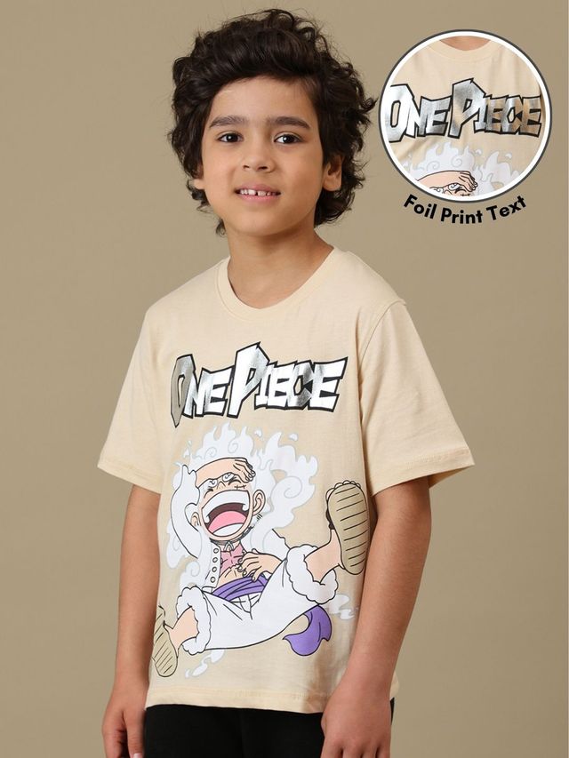 One Piece Luffy  Classic Beige Kids T Shirt