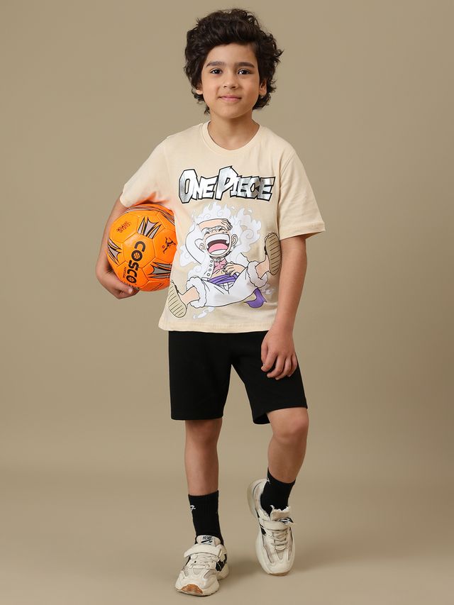 One Piece Luffy  Classic Beige Kids T Shirt