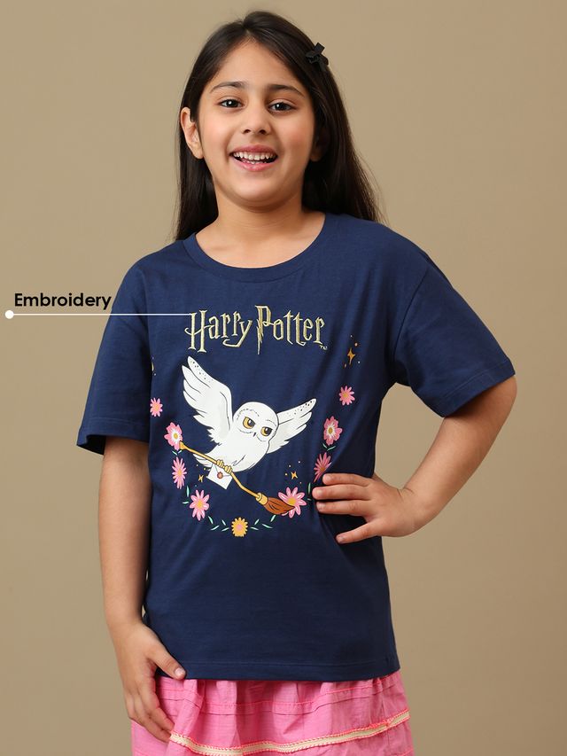 Harry Potter Navy Peony Kids T Shirt