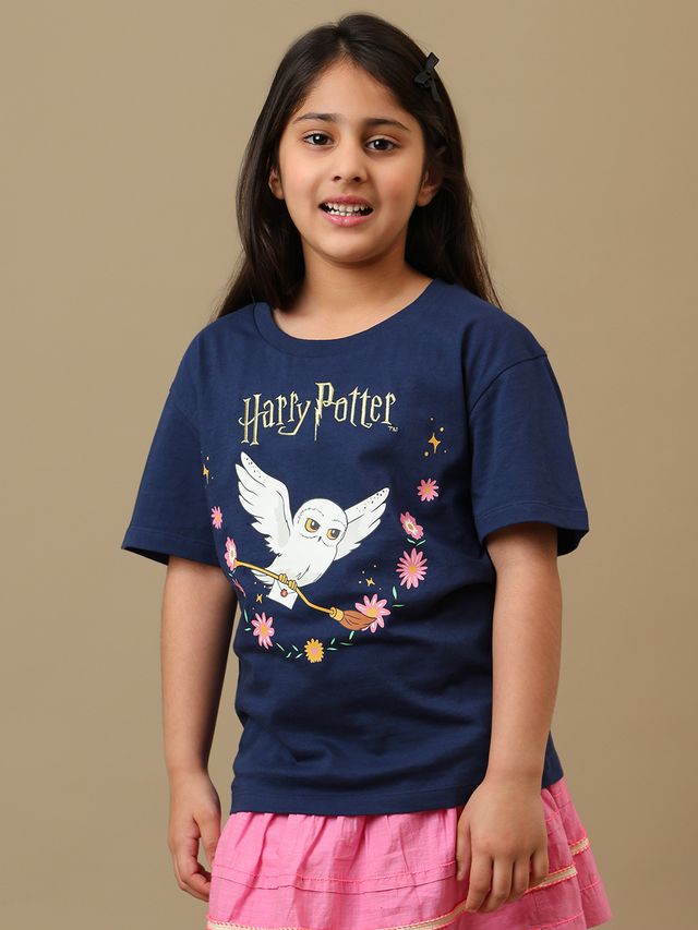 Harry Potter Navy Peony Kids T Shirt