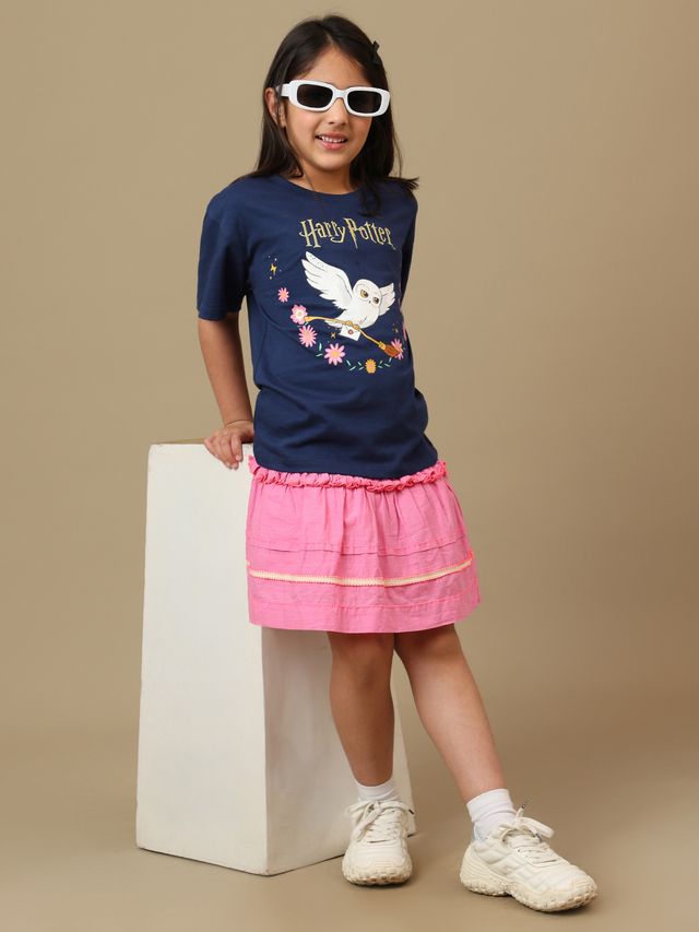 Harry Potter Navy Peony Kids T Shirt