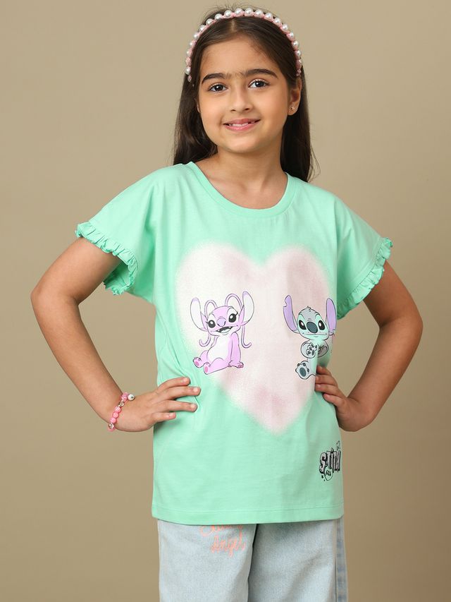 Lilo & Stitch  Green Kids T Shirt