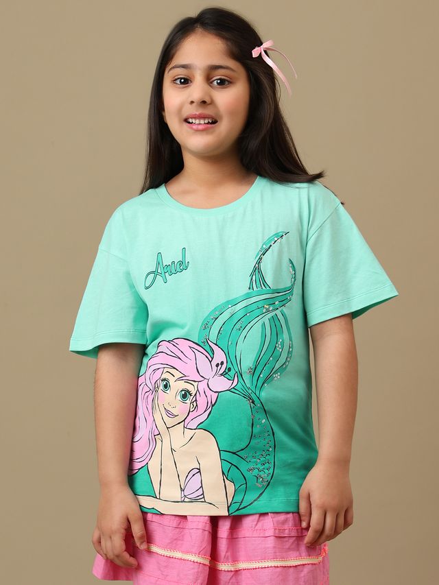 Disney Princess  Green Ombre Kids T Shirt