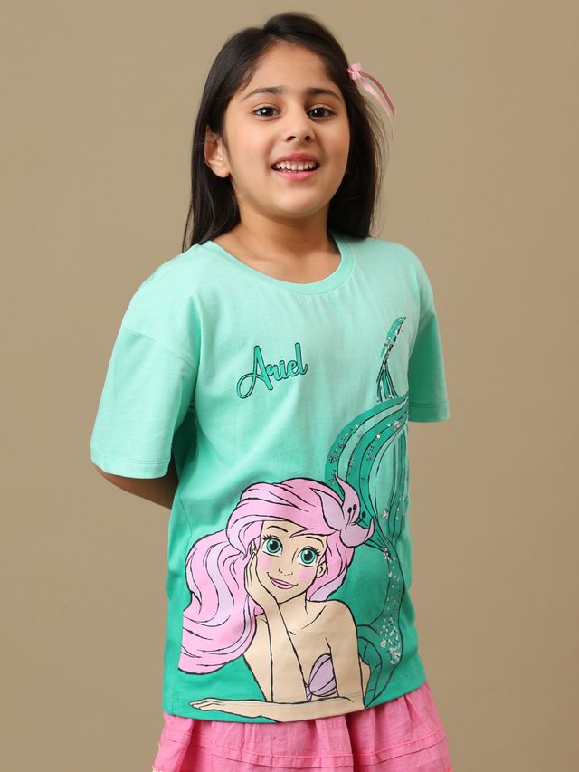 Disney Princess  Green Ombre Kids T Shirt