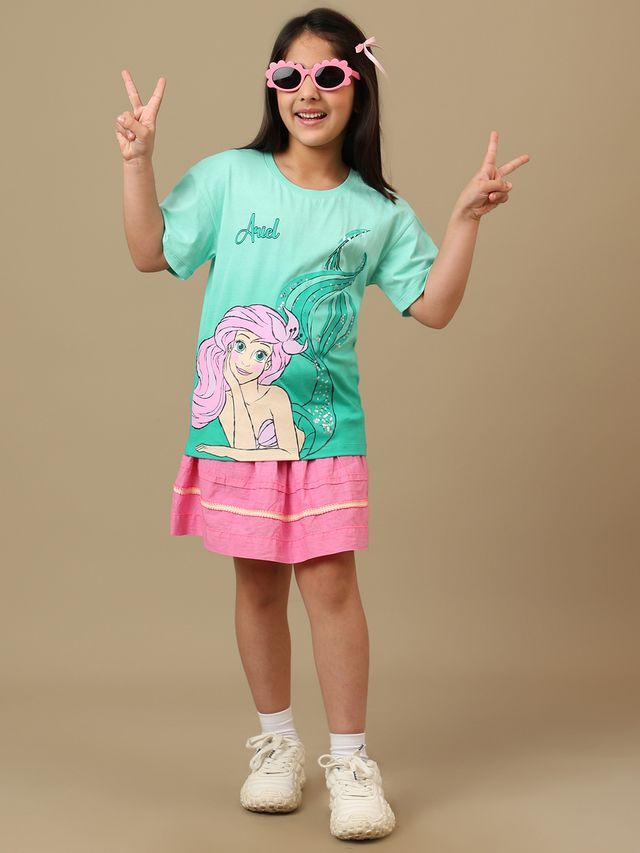 Disney Princess  Green Ombre Kids T Shirt