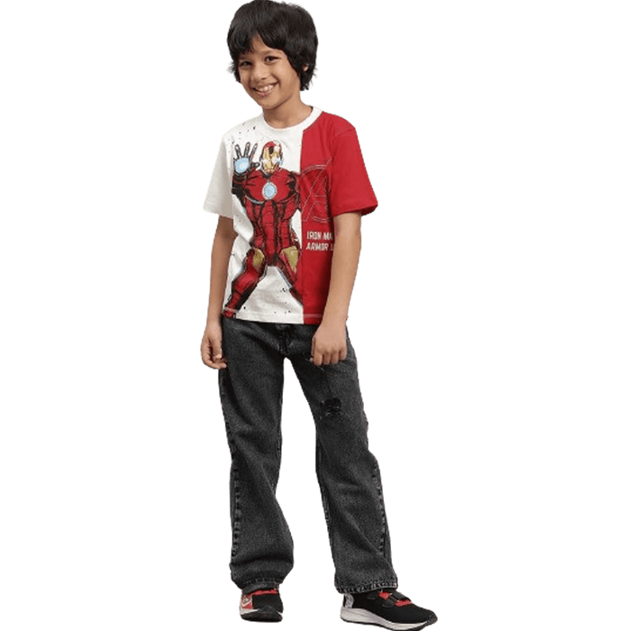 Ironman 1706 Off White/Red Kids Boys T Shirt - www.entertainmentstore.in