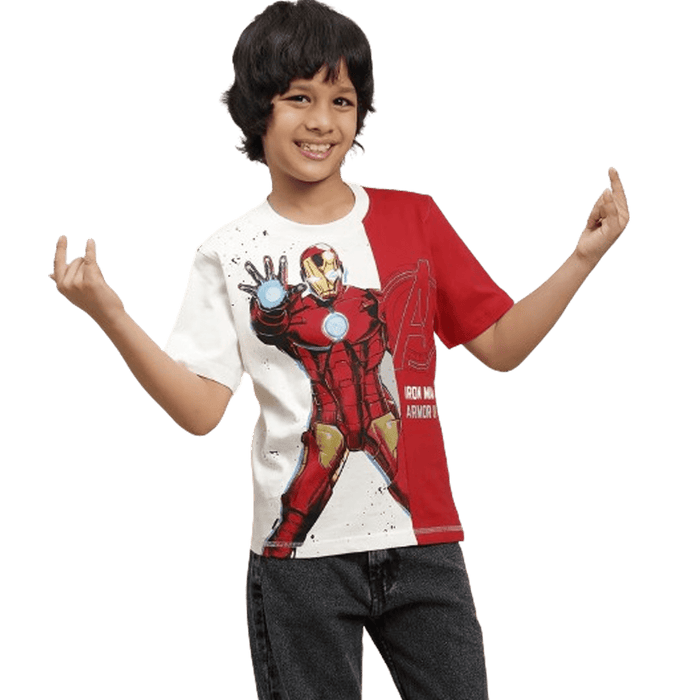 Ironman 1706 Off White/Red Kids Boys T Shirt - www.entertainmentstore.in