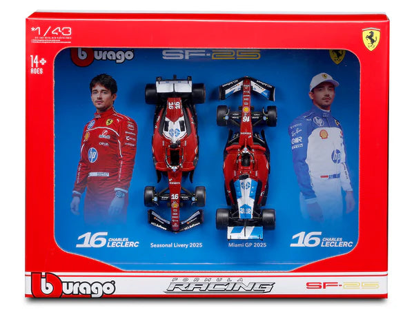2025 Ferrari Sf25 Formula F1 Racing Team Set Of 2 Cars 1:43
