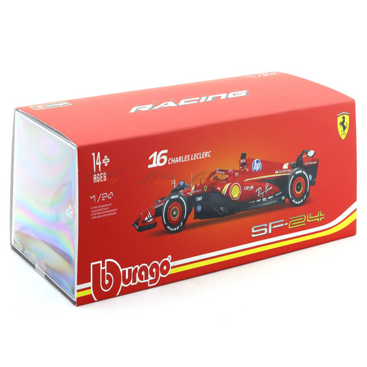 Bburago 1:24 Scale Model Of The 2024 Ferrari Sf-24 (16 Charles Leclerc),