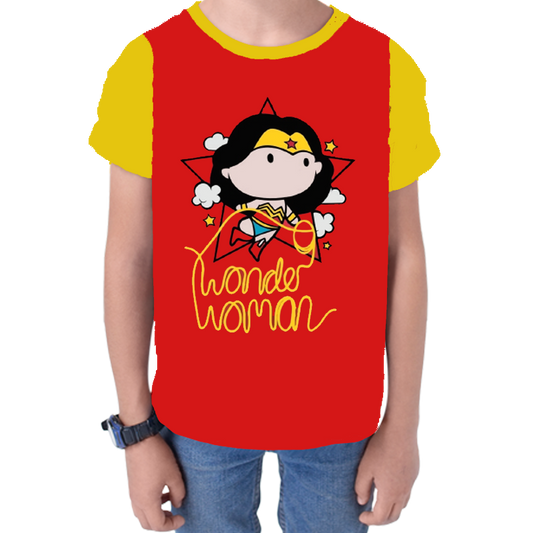 Wonder Woman Red Cotton Kids T Shirt - www.entertainmentstore.in