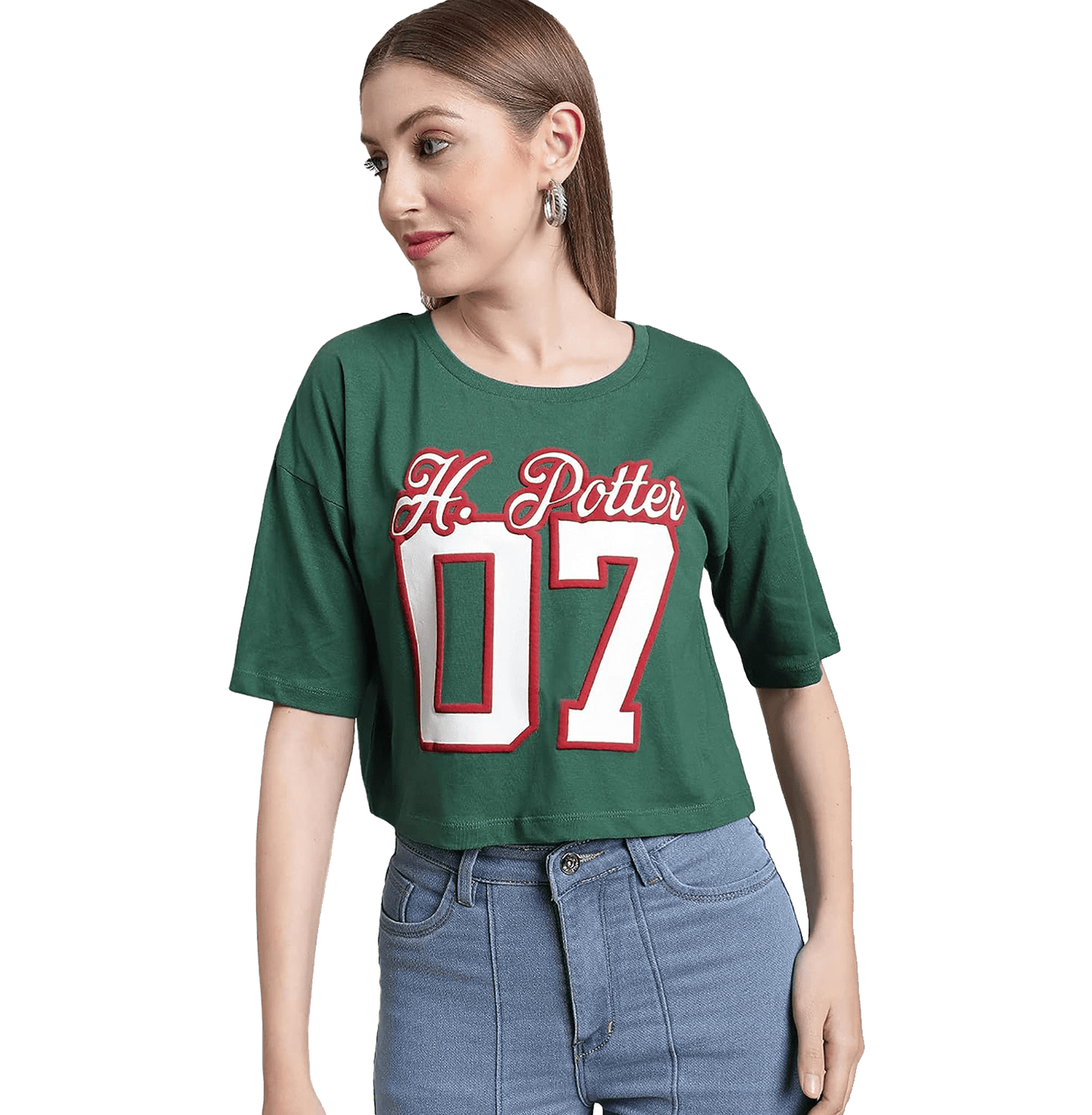 Harry Potter 2976 Dark Green Women T Shirt - www.entertainmentstore.in