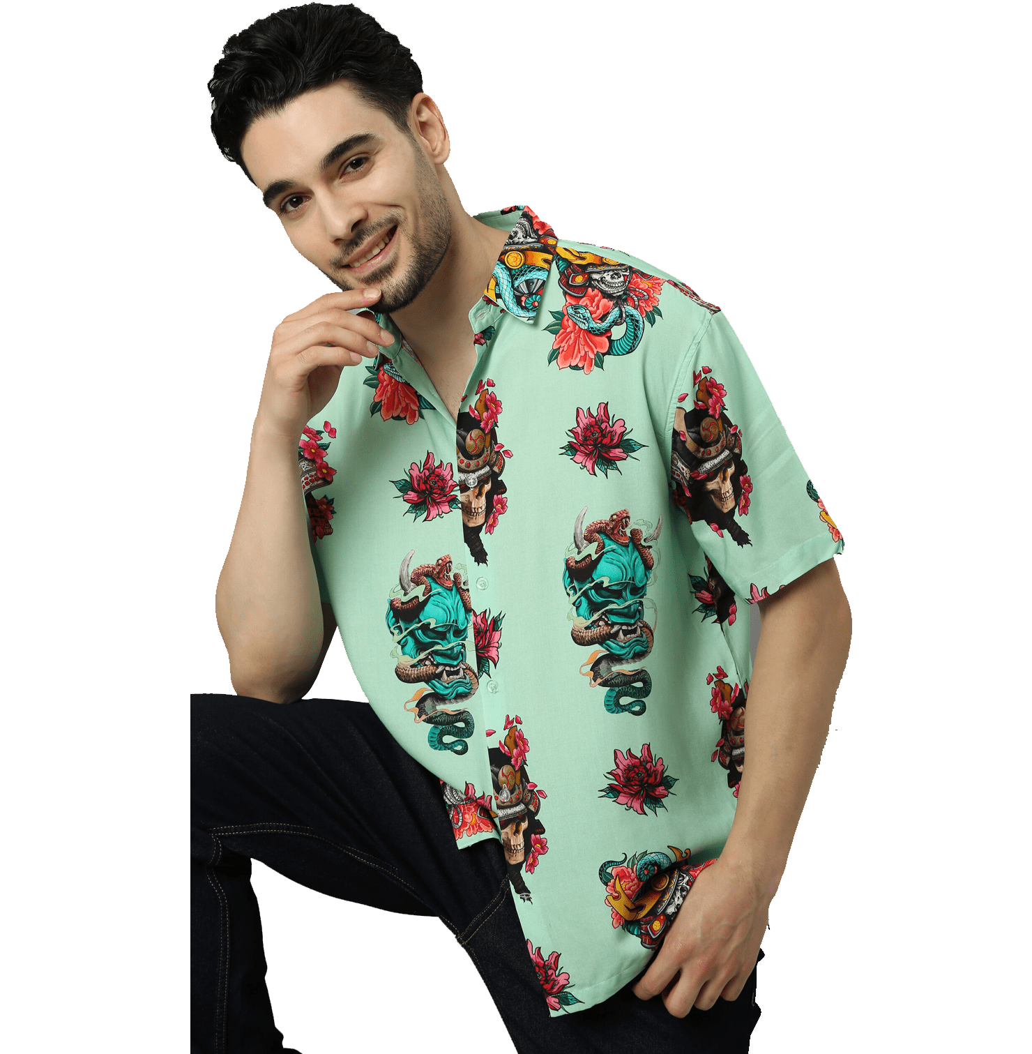 Kasai Ronin Printed Green Unisex Shirt - www.entertainmentstore.in