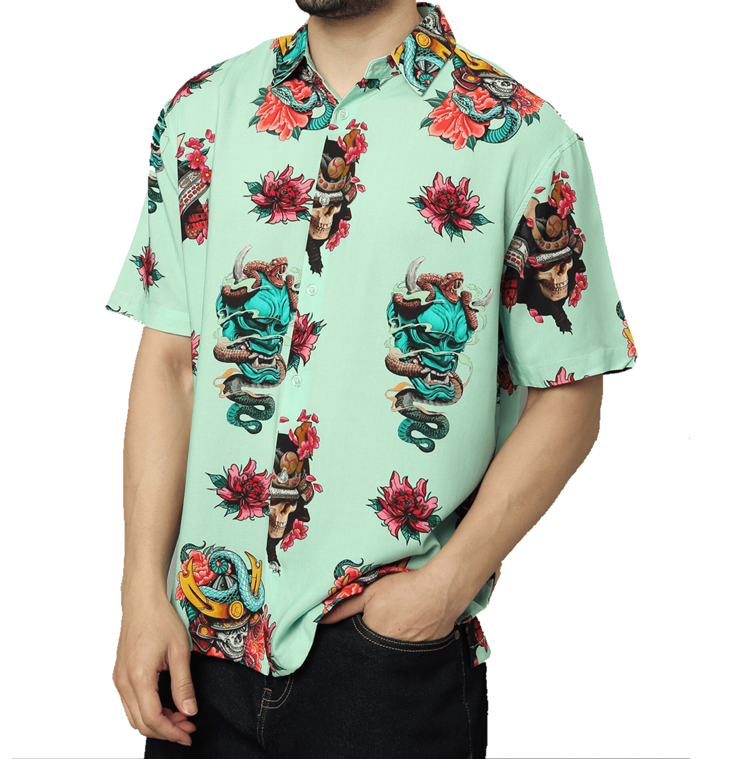 Kasai Ronin Printed Green Unisex Shirt - www.entertainmentstore.in