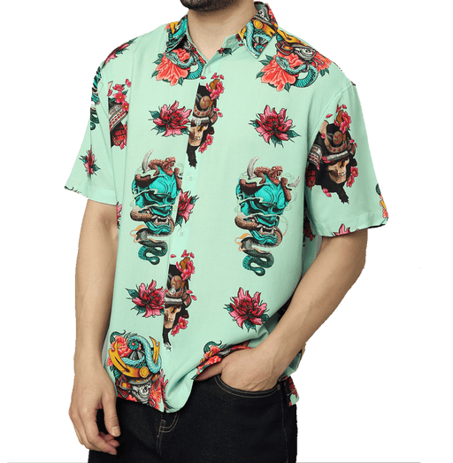 Kasai Ronin Printed Green Unisex Shirt - www.entertainmentstore.in