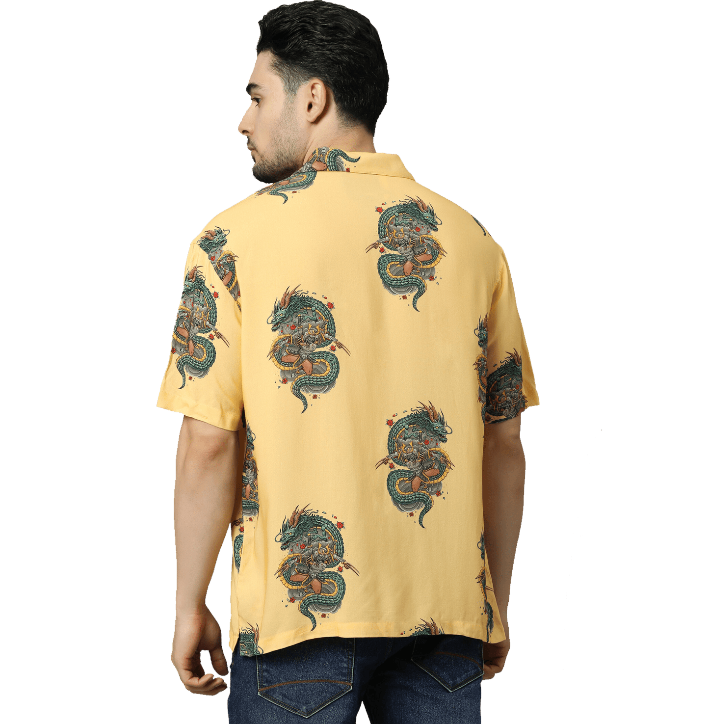 Ryushin Samurai Printed Yellow Unisex Shirt - www.entertainmentstore.in