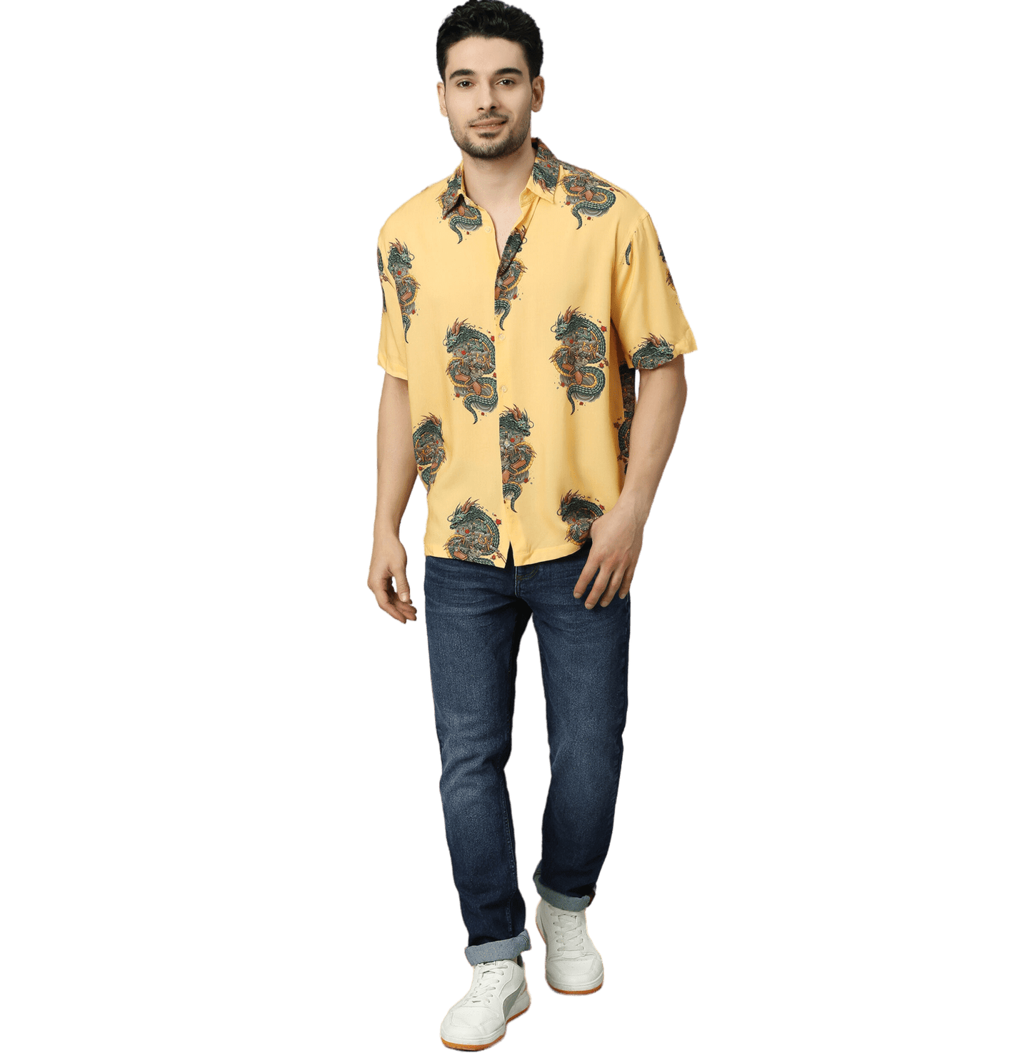 Ryushin Samurai Printed Yellow Unisex Shirt - www.entertainmentstore.in