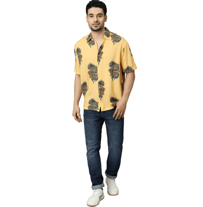 Ryushin Samurai Printed Yellow Unisex Shirt - www.entertainmentstore.in