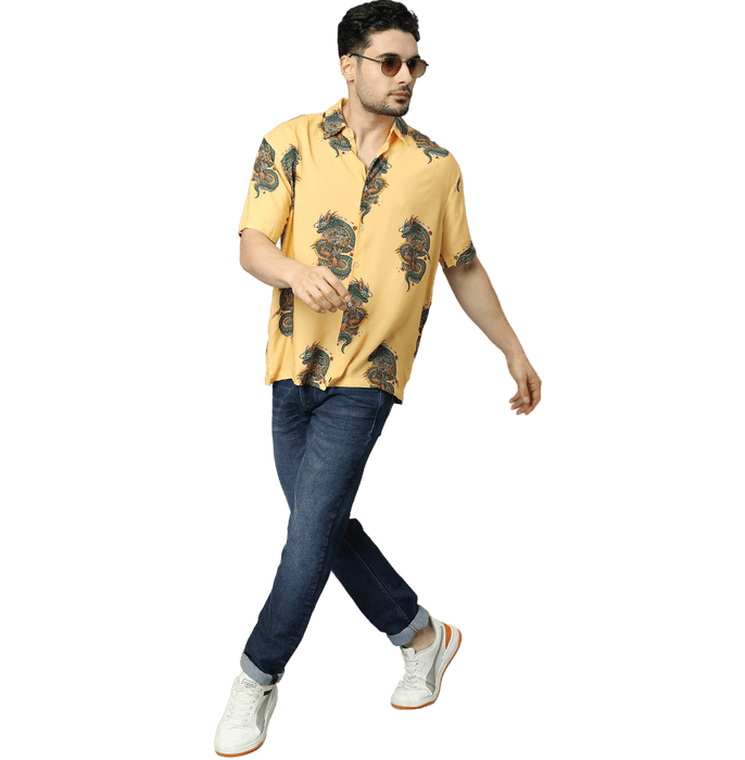 Ryushin Samurai Printed Yellow Unisex Shirt - www.entertainmentstore.in