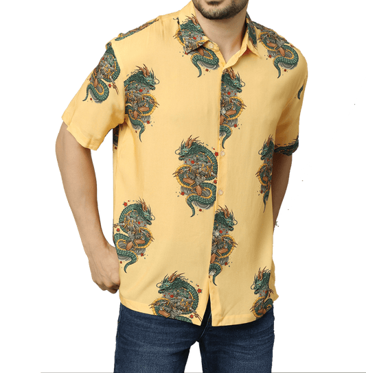 Ryushin Samurai Printed Yellow Unisex Shirt - www.entertainmentstore.in